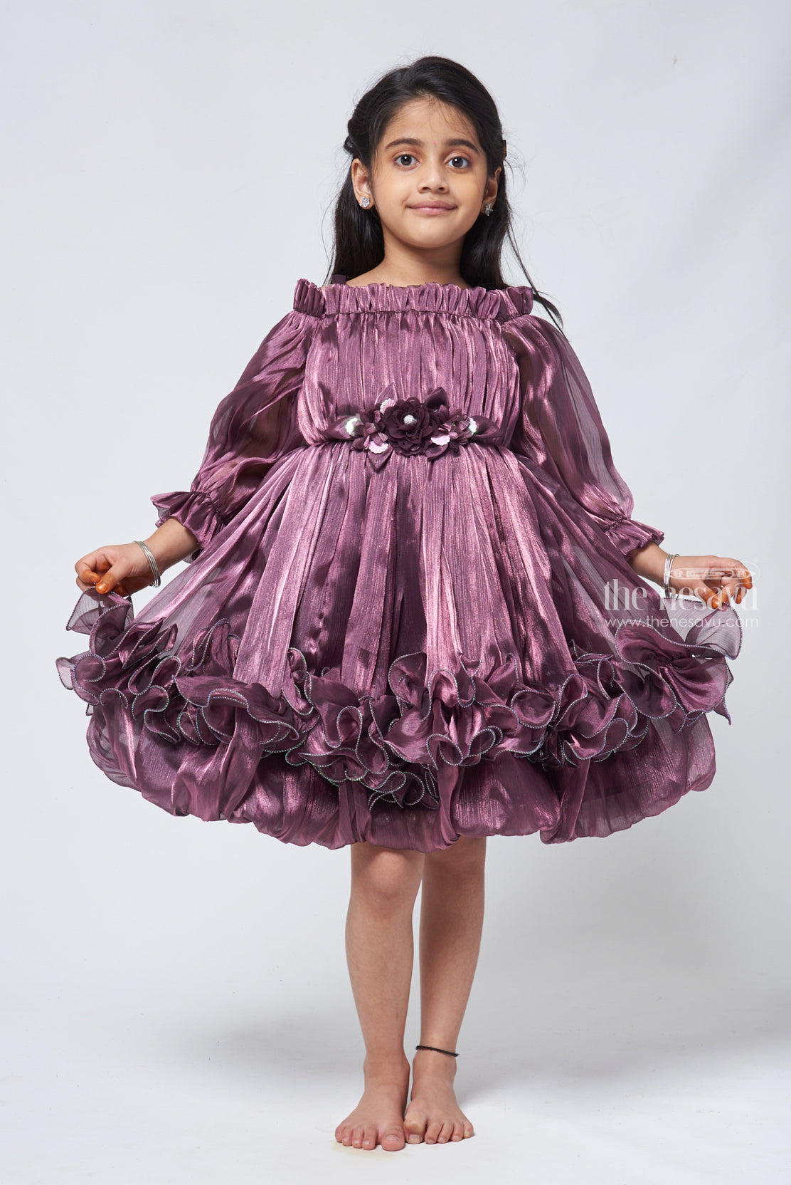 NB BestGift Pearl embroidery Kids Girls Flower Dress Baby Girl Birthday  Party Dresses Children Fancy Princess Ball Gown Wedding for girls Pink  Color (9-10 year, Grey): Buy Online at Best Price in